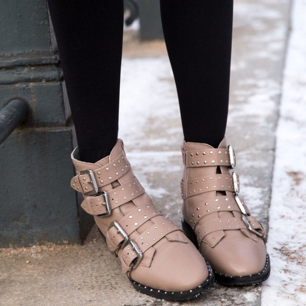 Top shop taupe buckle boots 8.5